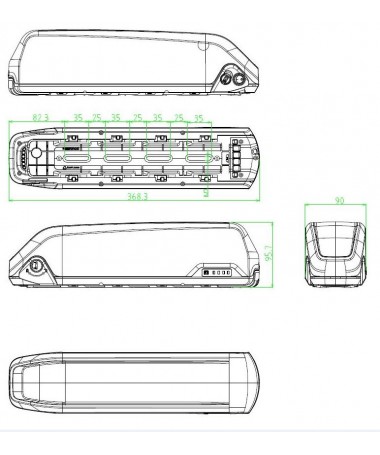 Downtube battery Case for 56 cells P 48V 18650 Polly DP-5