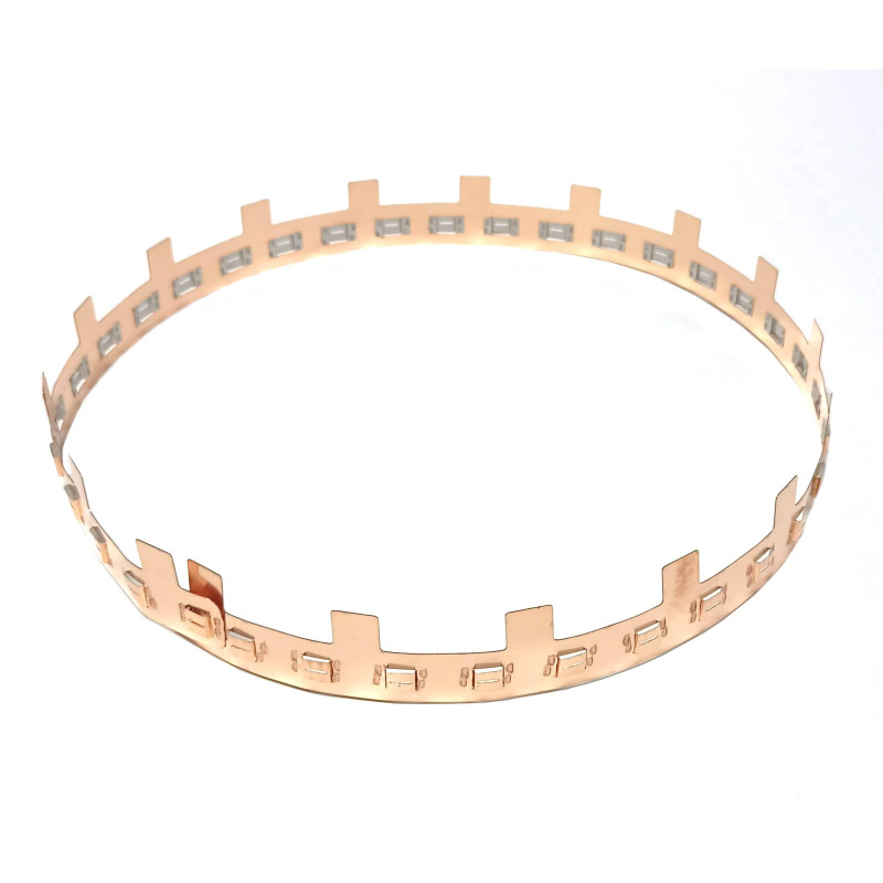 Taśma miedziana busbar 1P 100A pod koszyki 21700 końcowa z wyprowadzeniami pod lutowanie przewodów