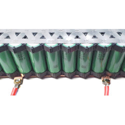 Taśma miedziana busbar 1P 100A pod koszyki 21700 końcowa z wyprowadzeniami pod lutowanie przewodów