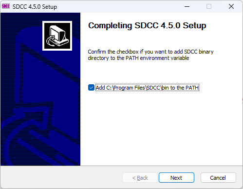 SDCC add to PATH